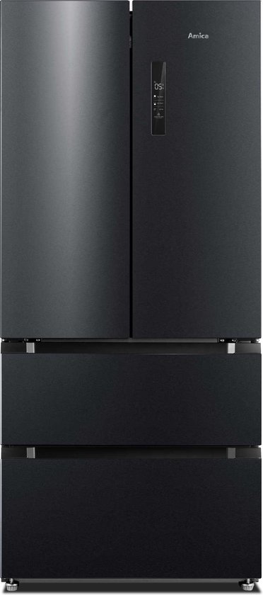 Amica AFN9551XN  Amerikaanse Koelkast - dubbele deur - 2 vrieslades - Zwart